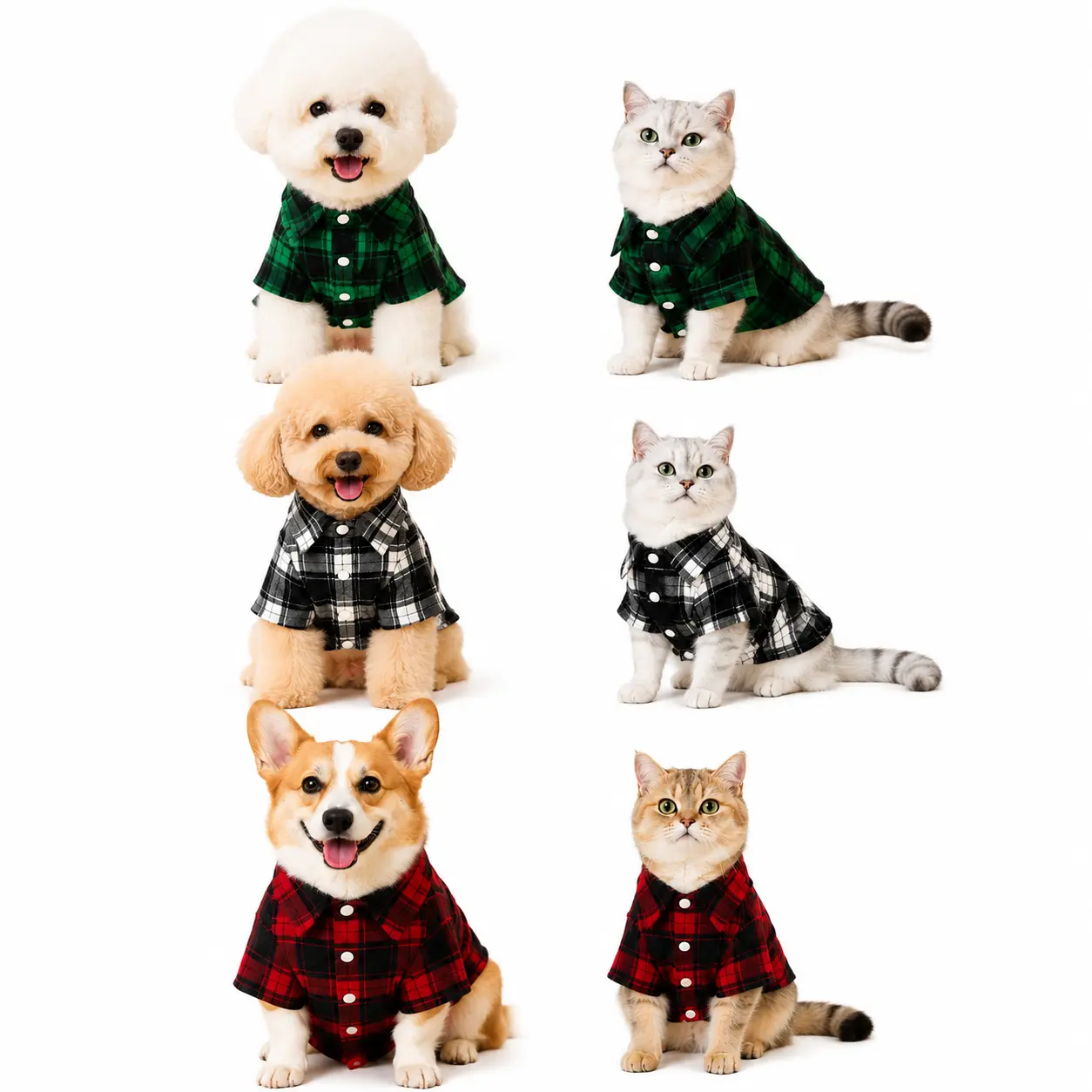 Plaid Grid Pet Polo Shirts for Small-Medium Dogs, Wrinkle-Free Breathable Soft Fabric, Front Snap Closure, Black-White Plaid Classic Design, XS-XXL Stylish Everyday Wear Pet Clothing