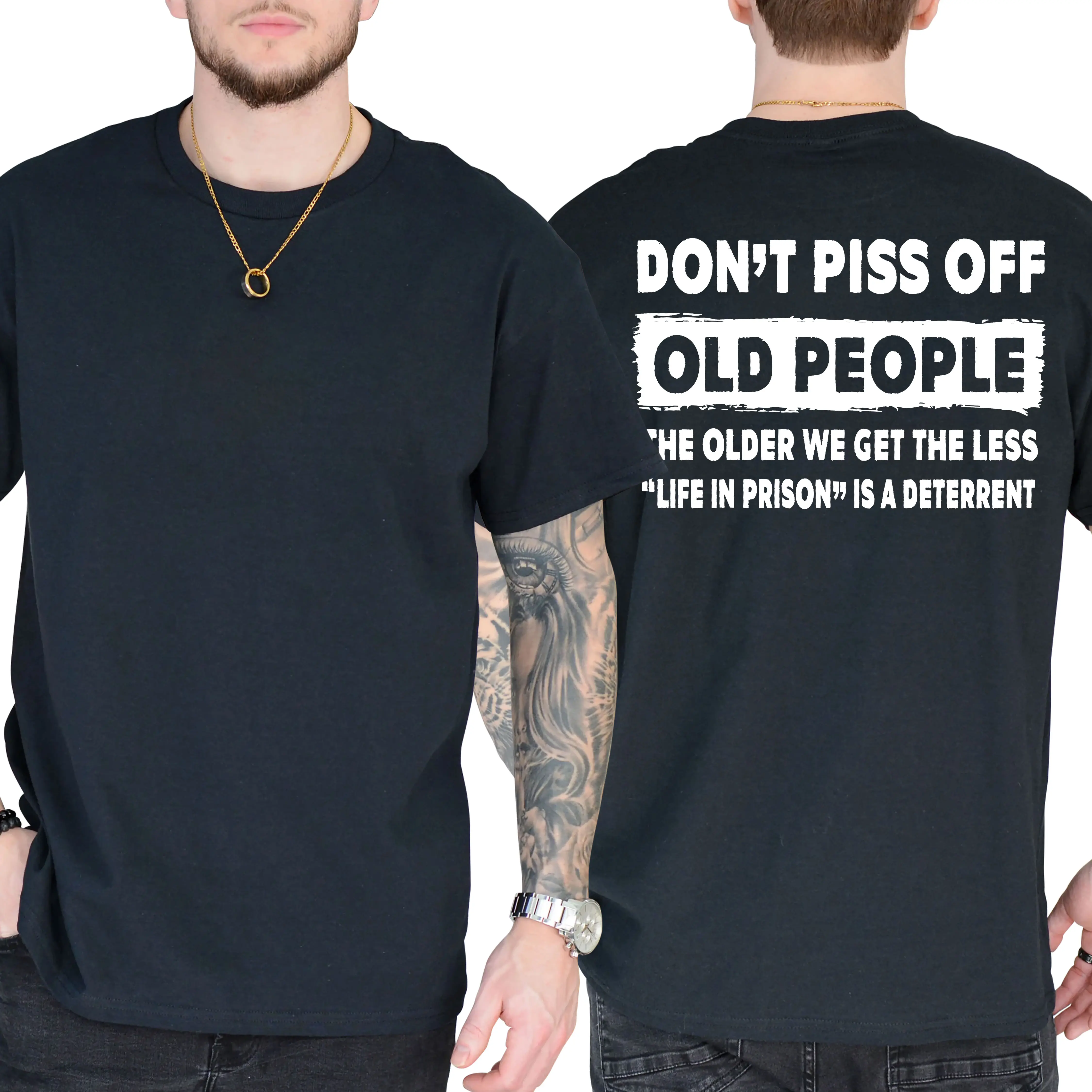 Old People Humor Graphic Tee – Funny Retirement Gift T-Shirt, Short Sleeve Printed Graphic Shirt, Daily Casual Cotton Menswear