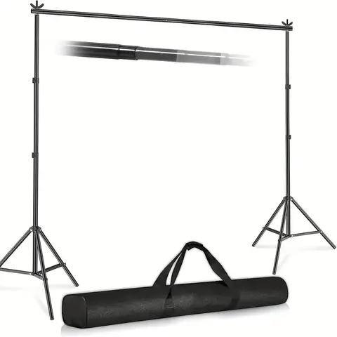 EMART Backdrop Stand 10x7ft  Adjustable Background Stand Support kit-  Aluminium Alloy Retractable Photo Studiowith 2 Crossbars, 8 Clamps, 2 Sandbags and Carry Bag for Parties, Events Decoration1, Wedding, Photography