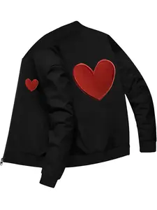 Trendy Fashion Baseball Jacket with Large and Small Heart Prints for Men and Women