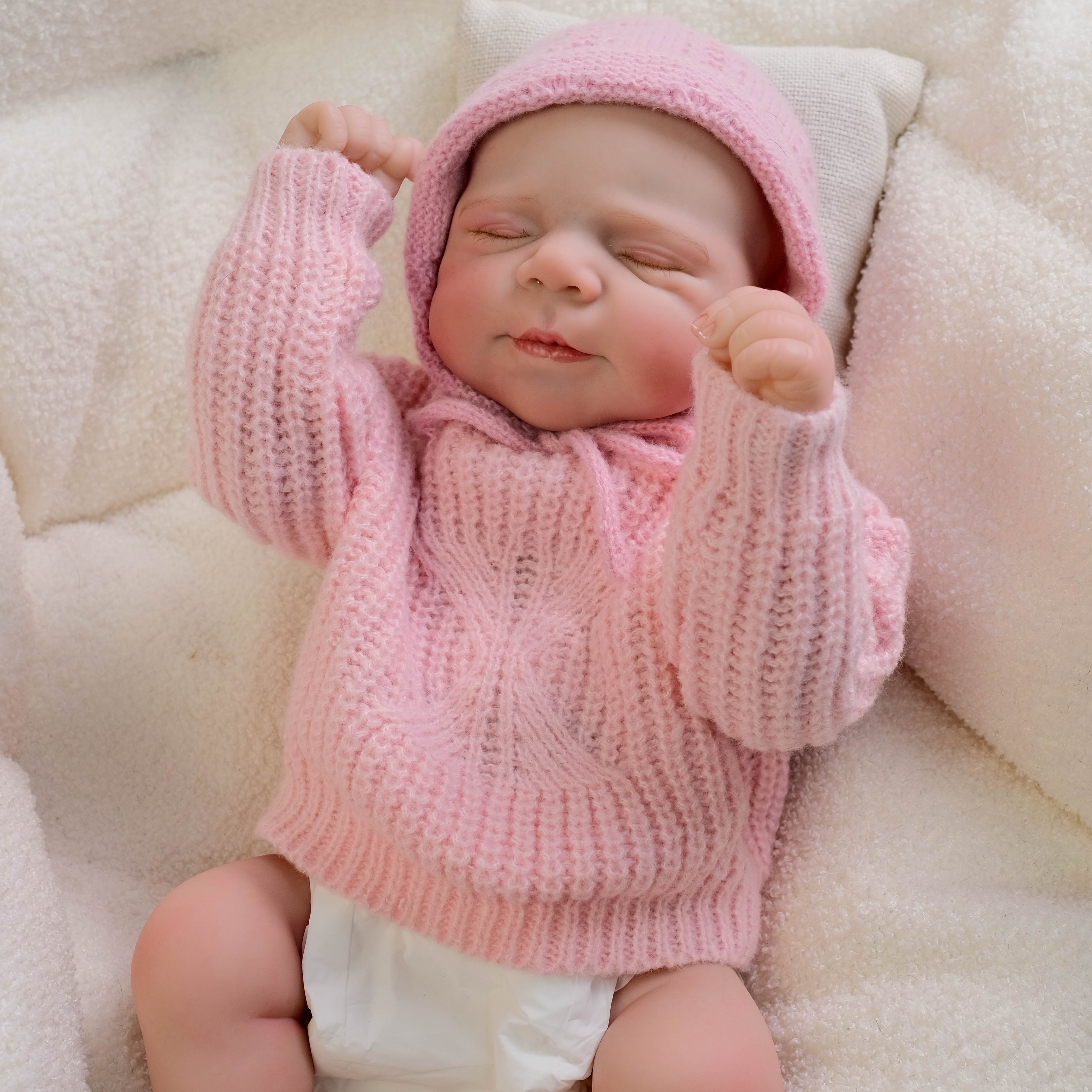 Lifelike Reborn Baby Doll - 18in Full Vinyl Unisex Newborn Doll, Handmade Painted Hair, Washable Collector Display Toy, Child Birthday Gift