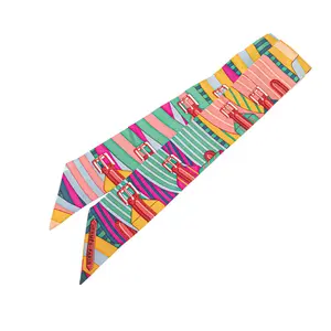 Pre-owned HERMÈS Silk Small Leather Goods SANGLES Twilly Scarf