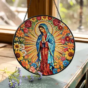 Lady of Guadalupe Stained Glass Suncatcher Mexican Mom Window Decor