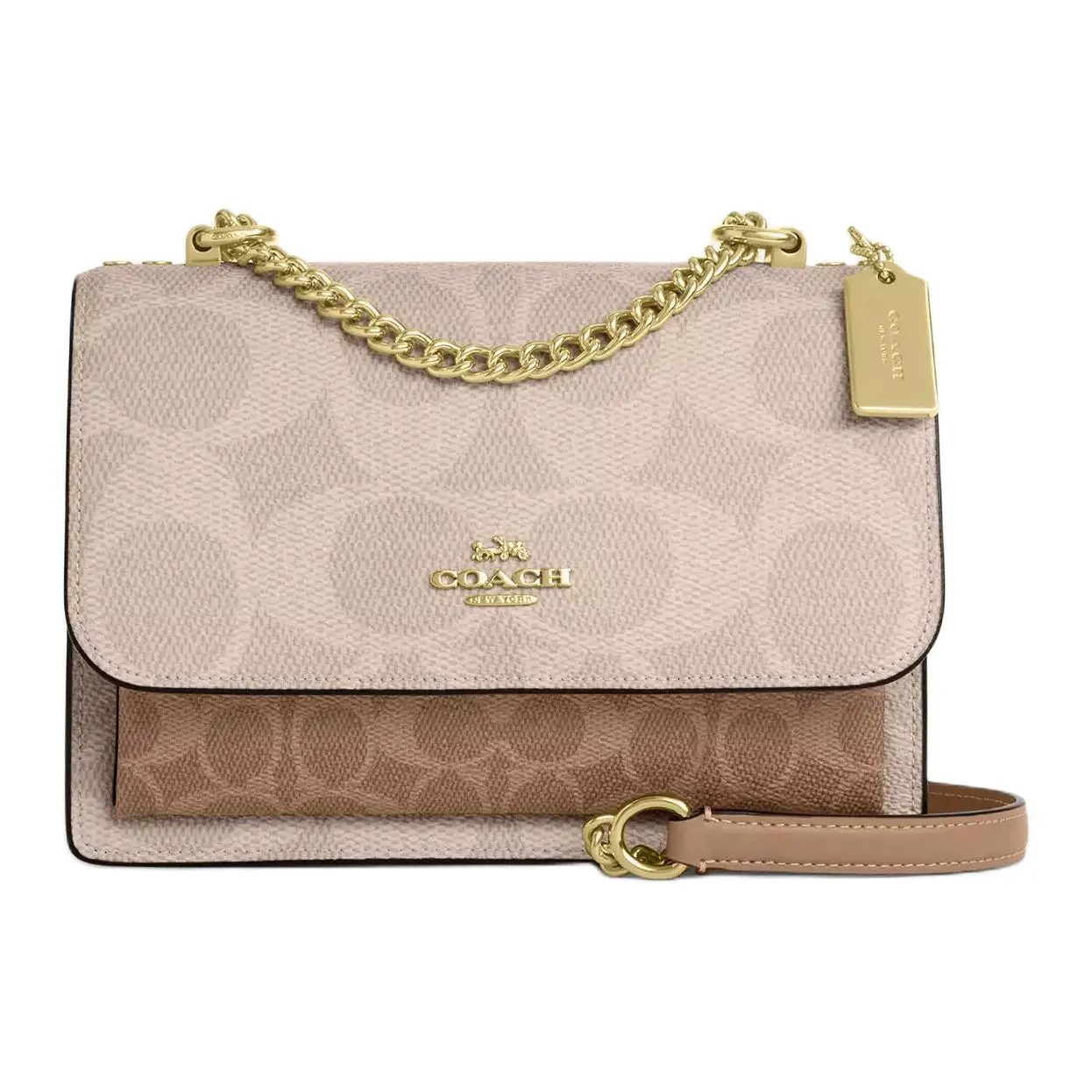 COACH Klare 21 Crossbody Bag for Women – Small Satchel with Gold Hardware, Coated Canvas, Sand and Tan Two-Tone