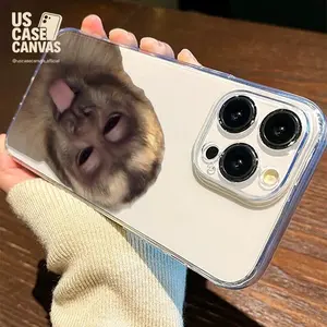 1pc of a Cute Gorilla Monkey Design Transparent Phone Case with Precise Cutouts, Suitable for Iphone 16 Pro Max, 15 Pro, 14, 13, 12, 11 Pro Max Plus. This Animal Pattern Phone Case Makes a Great Holiday Gift And Is Perfect for Couples.