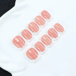 Handmade French pointed fake nails，square multiple modelsnude，nude，black,pink,blue,reusable fake nails for women, salon nail plate quality,Including nail tool set, exquisite gifts, suitable for daily wear and giving to women