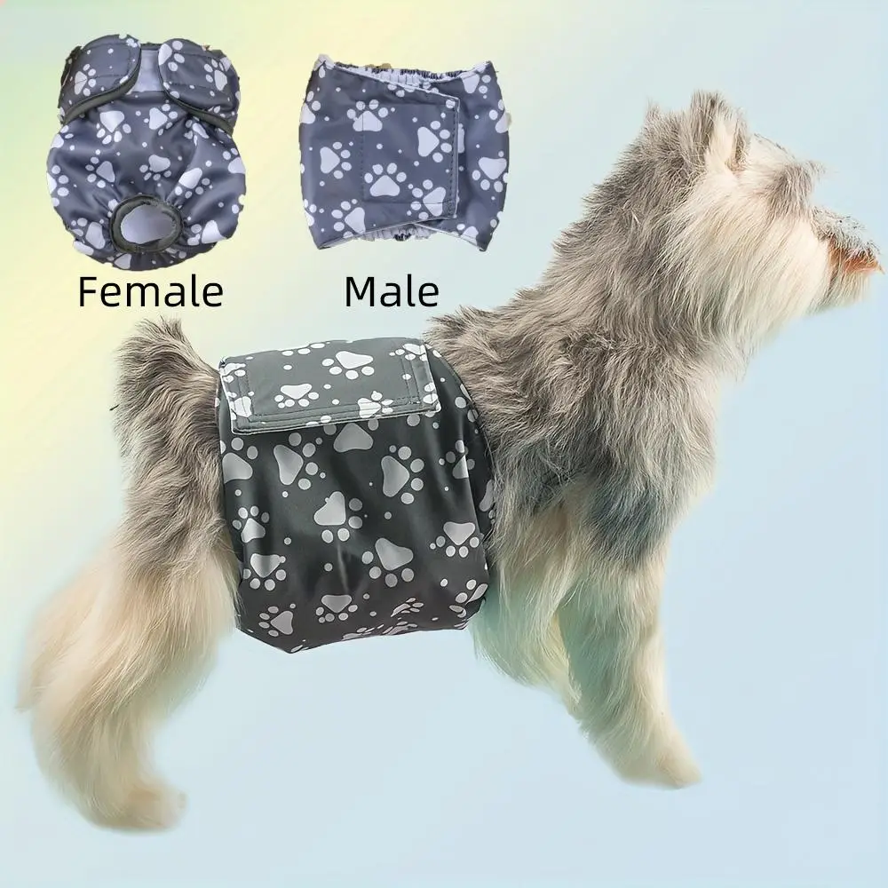 Washable Dog Diaper, 1 Count Adjustable Straps Reusable Pet Diaper for Male Dogs, Anti-harassment Dog Underwear, Puppy Nappies for Training and Incont