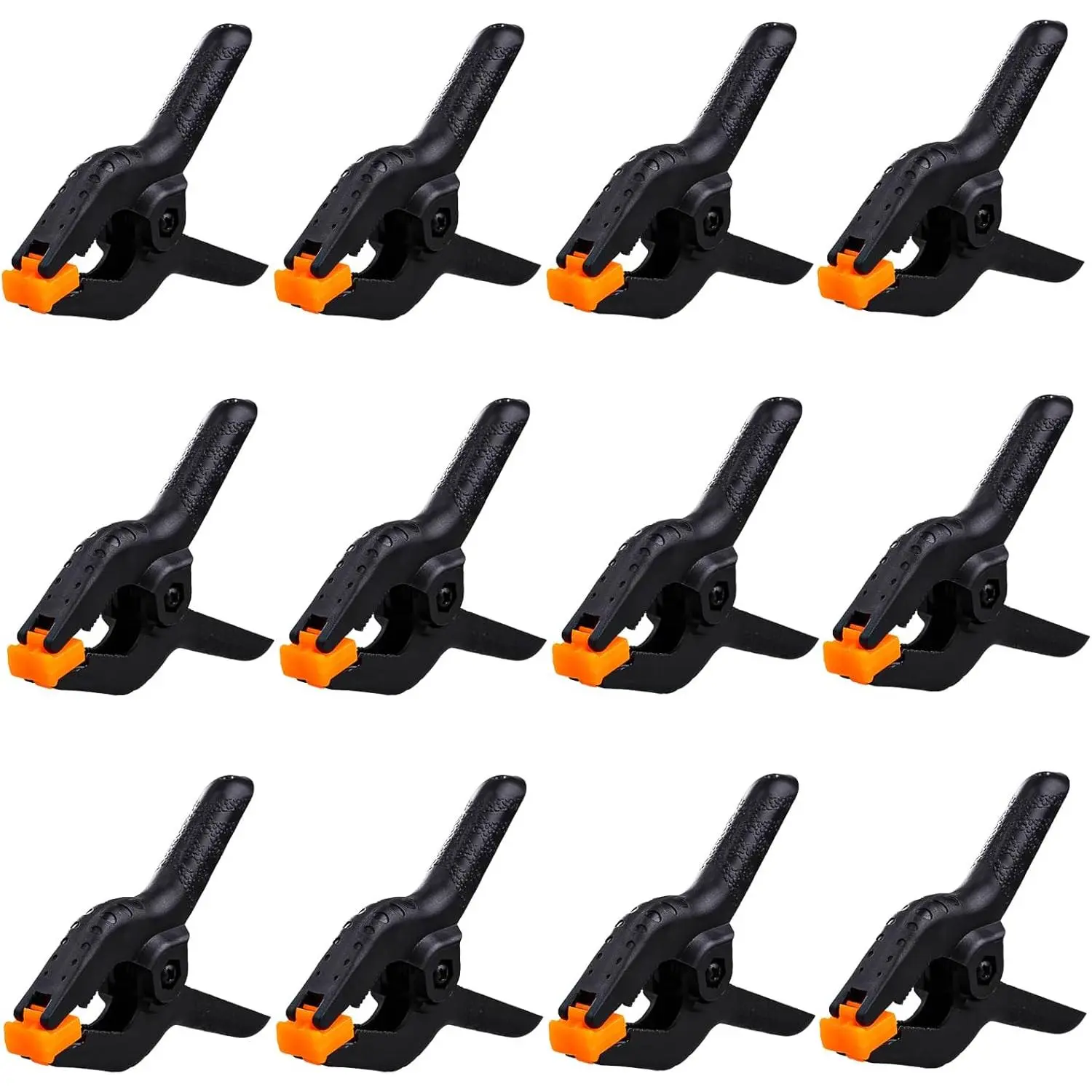 12 Pack 3.5 inch Plastic Spring Clamps, Black Heavy Duty Spring Clips Clamps for Balloon Arch, Crafts, Backdrop Stand, Woodworking, Photography Studios,  Improvement