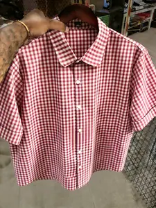 Men's Retro Blue Plaid Gingham Shirt, Lightweight Summer Casual Short Sleeve Button-Up Top, Comfortable Daily Wear