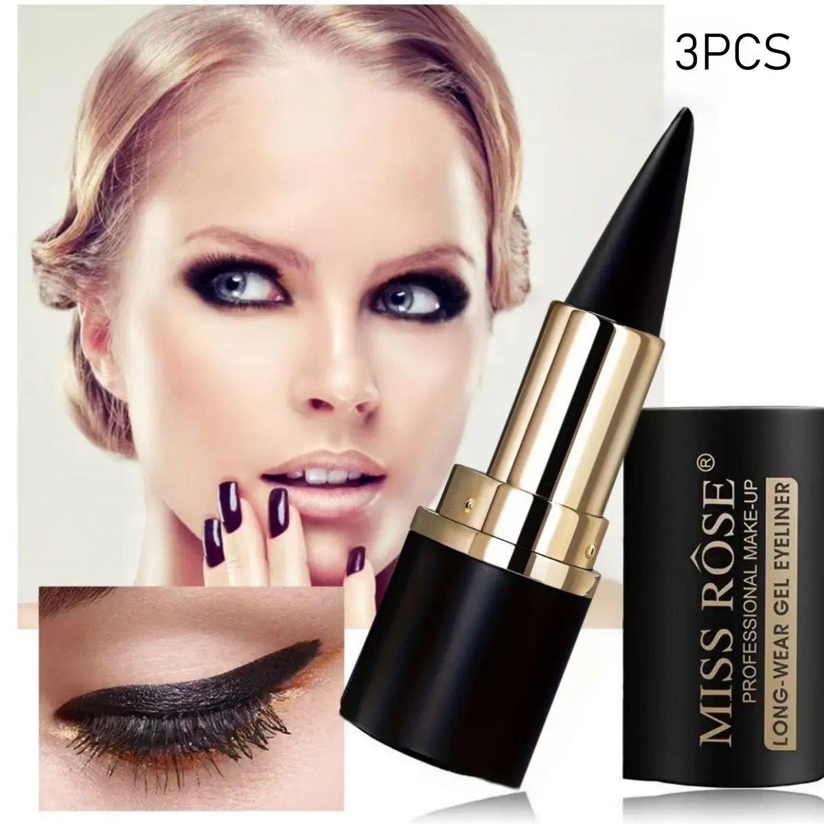 3-Pack Matte Waterproof Solid Eyeliner Pencil, Long-Lasting Color, Smudge-Proof, Perfect for Daily Use & Long-Lasting Makeup Cosmetic