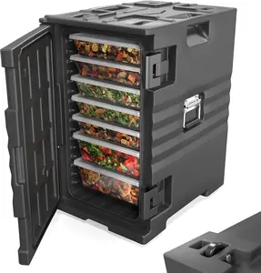 Winado 82QT/109 QT Insulated Food Pan Carrier Hot Box Food Warmer with Wheels Double Buckles and Handles Stackable for Catering Restaurant Canteen Family Party