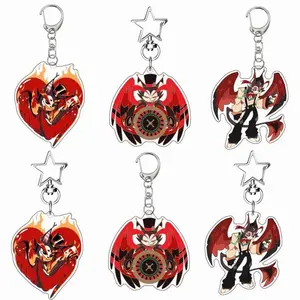 Anime Acrylic Key Chain for Hazbin Hotel Vox Niffty Angel Dust Husk Key Ring Anime Cartoons Backpack Pendant Keychain Toy Gifts