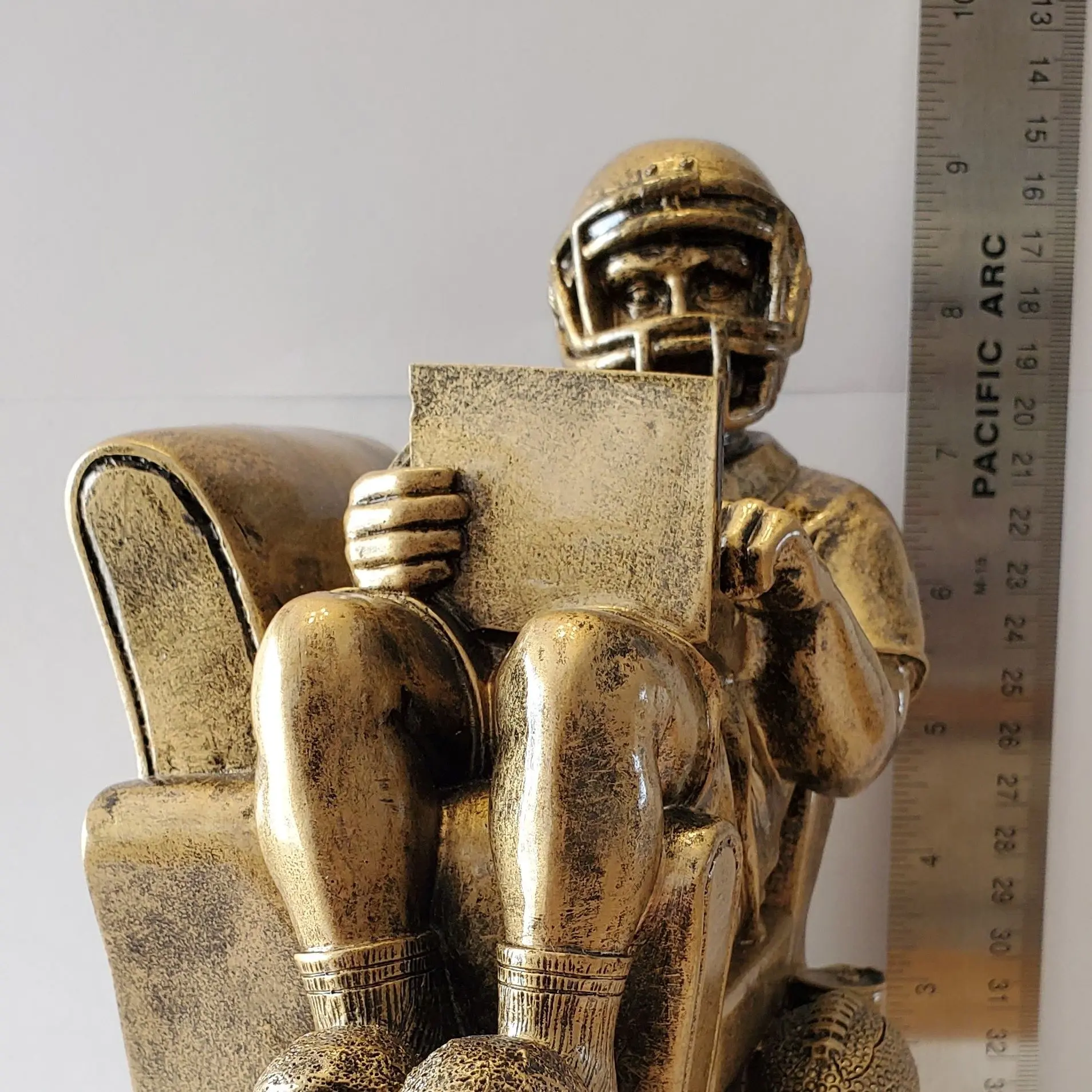9" Antique Gold Fantasy Football Man in Chair Resin