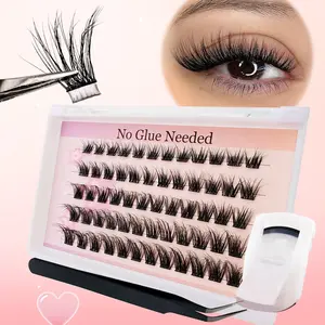 60 Cluster Self-Adhesive False Eyelashes, No Glue Needed, Easy to Apply, Quick Set Natural Look, Long-Lasting Lash Extension for Daily Wear, DIY False Eyelashes, Eyelash Clusters, DIY Eyelash Extensions, Fake Lashes