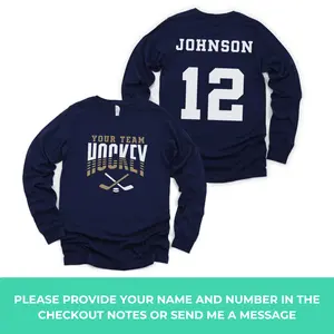 Custom Hockey Sweatshirt, Personalized Hockey Mom Shirt, Game Day Hockey Hoodie, Name and Number Hockey Sweatshirts, Custom Hockey Shirts