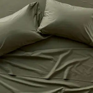 Full 400 Thread Count Percale Sheet Set Olive Green - Casaluna