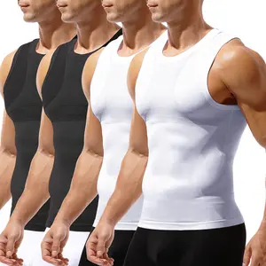 Arjen Kroos 4 Pack Compression Tank Top Men Sleeveless Athletic Base Layer Workout Shirt  Shaper Undershirt
