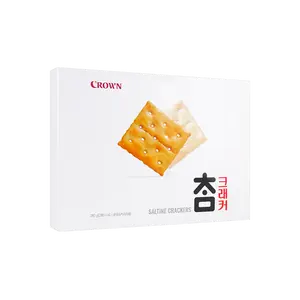 CROWN Korean Milk Salt Soda Crackers Snack 280g - Light & Crispy Savory Biscuits for Tea Time