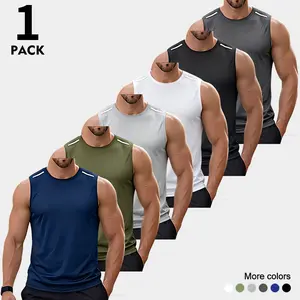 Men’s wide-strap reflective stripe tank top, high-stretch breathable muscle tank, heavyweight draped sleeveless shirt for gym and casual wear