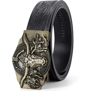 Ratchet Cowboy Belt, Western Ratchet Belts for Men Ratchet Western Belt with Automatic Cowboy Buckle