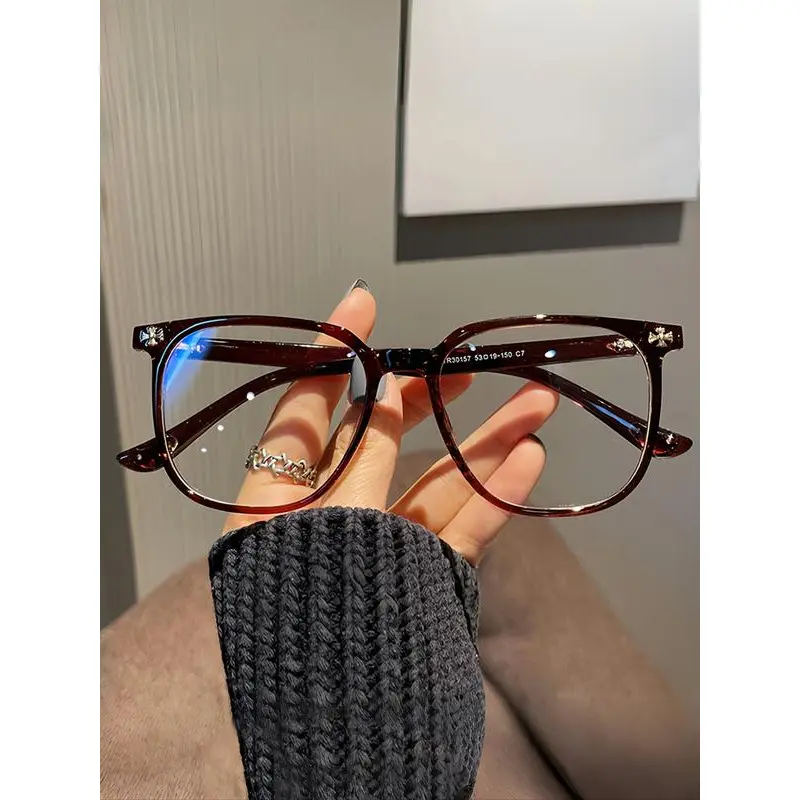 Vintage Square Riseshell Frame Glasses Fashionable TR Frame weight UniGender Eyewear for All Seasons Perfect for Daily Use Classic Metal Unisex Leopard Pattern Decorative Lens with Built-in Camera and Headphones Touch-Control Dual Lenses Blocking Progress