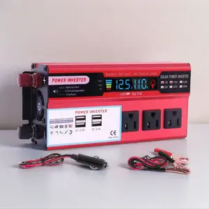 Peak Car Power Inverter, DC 12V to AC 110V-120V Converter with 4 USB Charger Ports, LCD Display, CE FC ROHS Certified Car Accessories for Automotive & Outdoor Use