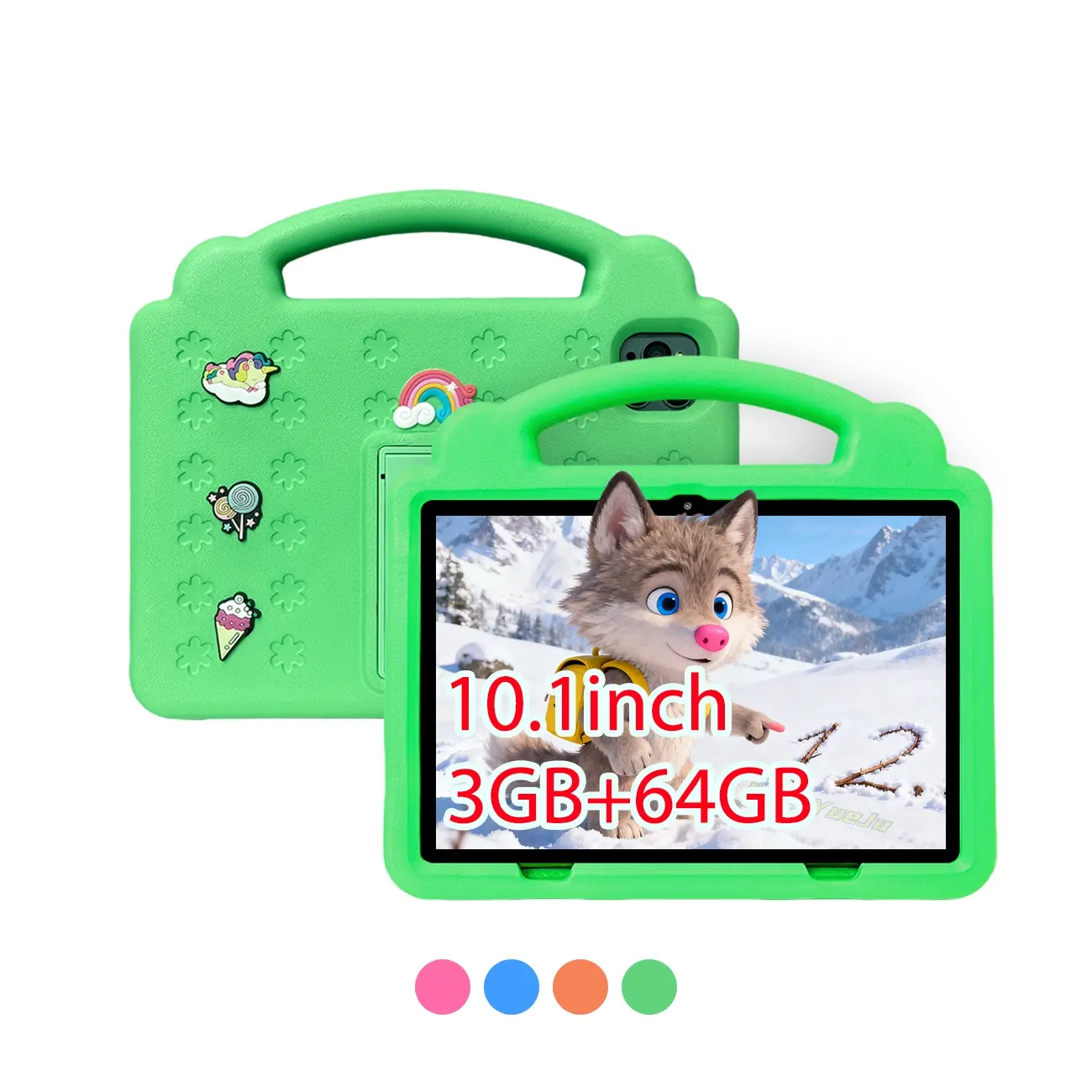 10.1-inch Android tablet with dual cameras, WIFI， Install IWAWA educational software, interactive learning, parental control function, Student Tablets, Christmas and Halloween gifts, no adapter, blue/orange/green/pink