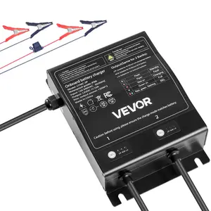 VEVOR Marine Battery Charger, 2-Bank, 10A 12V Onboard Boat Charger, IP68 Waterproof Smart On-Board Battery Charger, for Lithium-Ion (LiFePO4), NCM, Lead-Acid Batteries, Large Boat, Yacht, RV, Trailer