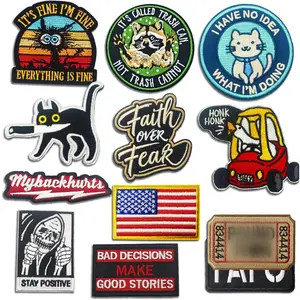 12pcs Funny Patch, Flag Hook and Loop Patches for Jackets, Cute Animal Morale Embroidered Patches, DIY Applique Accessories for Backpacks, Dog Harnesses, Army Vests, Bags, Hats