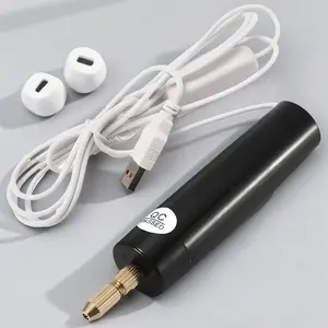 Portable USB Mini Drill Set - Multi-Function Handheld Tool for Jewelry, Wood, Metal DIY Carving, Polishing & Drilling - 5 Diamond-Carbide Heads, Aluminum Non-Slip Body