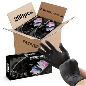 200Pcs composite nitrile disposable gloves, powder-free, latex-free, textured fingertips for anti-slip, waterproof and oil-resistant，Suitable for mechanics, cleaning, beauty, cooking, kitchen gloves, available in various sizes (S/M/L/XL)