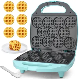 , Bite-size Mini Waffle Maker for  & Adults, Small Waffle Maker Mini Belgian Waffle Machine, 11 X 2.2"  Nonstick Waffles Iron, Recipe Included, Aqua