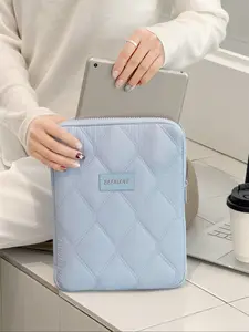 Aesthetic Quilted Tablet Bag For Women & Men, Multi-Layer Storage Sleeve, Tablet Sleeve Pouch With Smooth Zipper For IPad, Smartphones, Perfect For Work & Travel In Beige, Pink, Gray, Blue