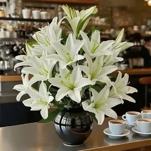 3 Bunches of Artificial Lily Flowers, Realistic Touch for Home and Event Decor, No Maintenance Elegant Bouquet for Parties and Weddings