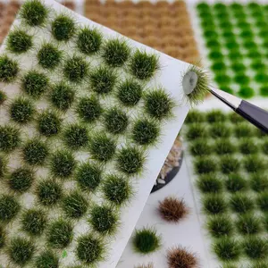 54 Piece Static Flocked Grass and Miniature Flower Set, Artificial Plants, Decorative Fake Plant, Model Railway Scenery, Train Layout, 3D Model Base, Wargaming, DIY Micro Landscape
