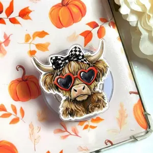 Highland Cow Coquette Phone Grip, Cute Western Farm Aesthetic Magsafe Magnetic Kickstand Holder, Trendy Gift For Daily Use