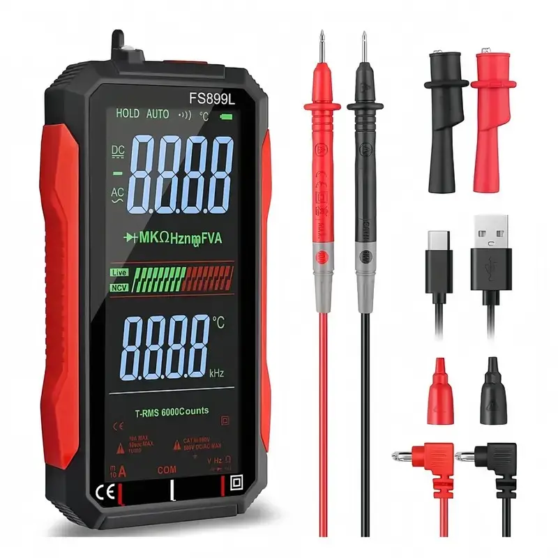 6000 Count Smart Digital Multimeter, USB Rechargeable, Large Backlit Screen, Measures Voltage/resistance/temperature, Ncv Detection, Portable Tool Set