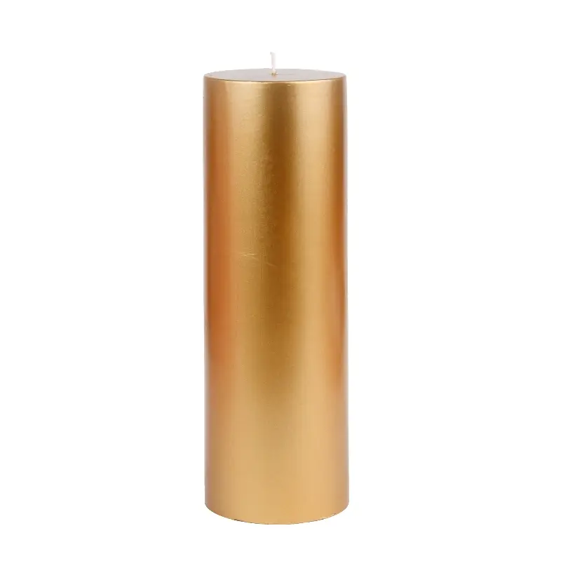 Jeco CPZ-109-12 3 x 9 in. Pillar Candles, Metallic Bronze Gold - 12 Piece