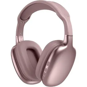 Active Noise Cancellation Bluetooth Supersoft Leather Over-The-Head Headset Wireless Wired Built-in MIC 24H Playtime High Res Audio Travel/Work/School/Students/Gaming/Running/Gym (Pink)