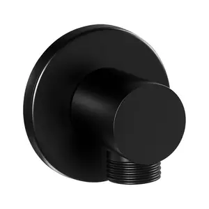 VEVOR Wall Mounted Supply Elbow, Wall Supply Elbow with O-Ring Flange, Tapered 1/2" NPT Female Inlet, Solid Brass Wall Union, Round Walls Union Water Supplying, Matte Black Finish, 1/2" IPS