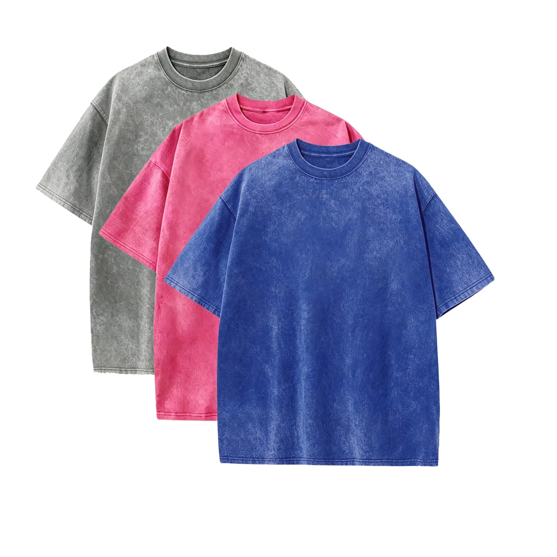 3-Pack Oversized Acid Wash Cotton Tees  Vintage Heavyweight Baggy Fit for Men & Women Casual Gym Tops
