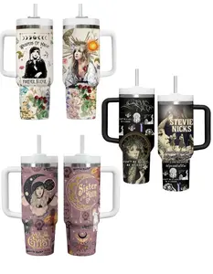 Stevie Nicks Tumbler | 40oz Handle Mug | Sister of the Moon Gift | Fleetwood Mac Fan Cup | Retro Witchy Hippie Goth Aesthetic Water Bottle