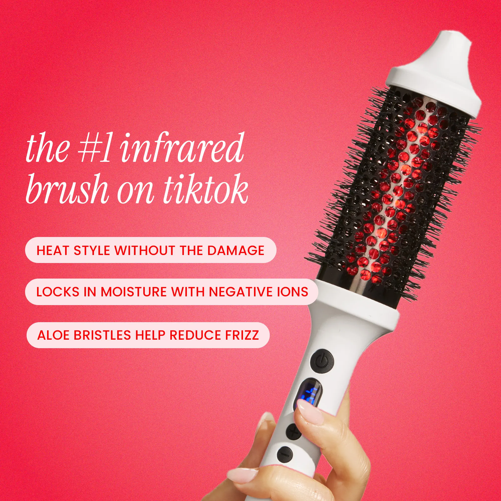 Infrared Thermal Bounce Brush by BondiBoost, 101mm Heated Curling Iron Barrel Styler & Hair Straightener Comb for Dry Hair, Negative Ion & Infrared Technology, Frizz-Free Volumizing Blowout Brush