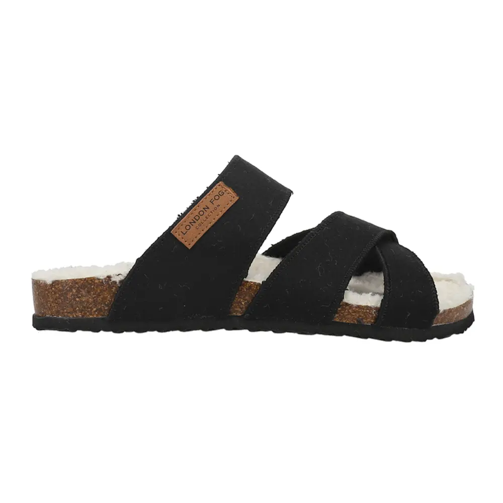 London Fog Mens Lfm Joe Footbed Slide Casual Sandals Casual - Black