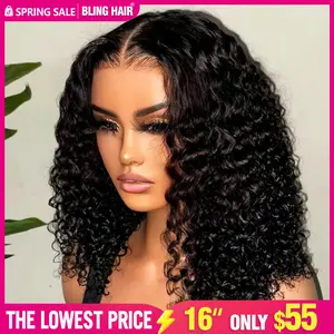 Short Bob Glueless Wigs 6x4 Ready To Wear Deep Wave Curly Wigs Human Hair Wet and Wave 6x4 HD Lace Closure Wig For Women Pre Plucked 180% SpringStatements