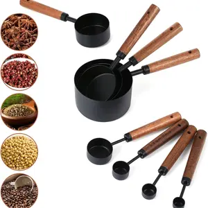 Stainless Steel Measuring Cup Set, 4/8 Piece Multi-Functional with Handle, Dishwasher Safe, Nestable Kitchen Tools for Cooking Baking