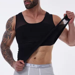 1/2/3 Pack Menswear Body Shaper Shapewear Vest Tummy Control Compression Underwear Lightweight Sports Workout Tank Tops Stretchy Breathable Mesh Shirt Clothes Elastic