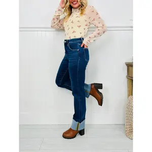 Stay Cuffed Tummy Control Mom Jeans