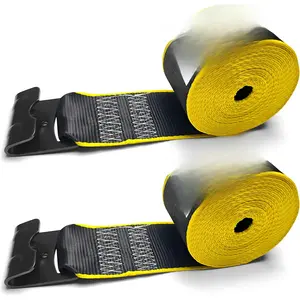 2 Pack Reflective 4 Inch Straps for Flatbed Trailer, 4" x 30' Black Heavy Duty Tie Down  Flatbed Straps, WLL# 5,500 lbs w/Flat Hooks Winch Straps, Cargo Control for Flatbed