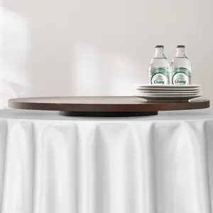 VEVOR 24 in Wood Lazy Susan Turntable, 360 Rotation Round Clear Tabletop Rotating Tray, Acacia Wood Dining Table Centerpiece, Smooth and Silent Spin, for Family Gatherings, Banquets and Weddings